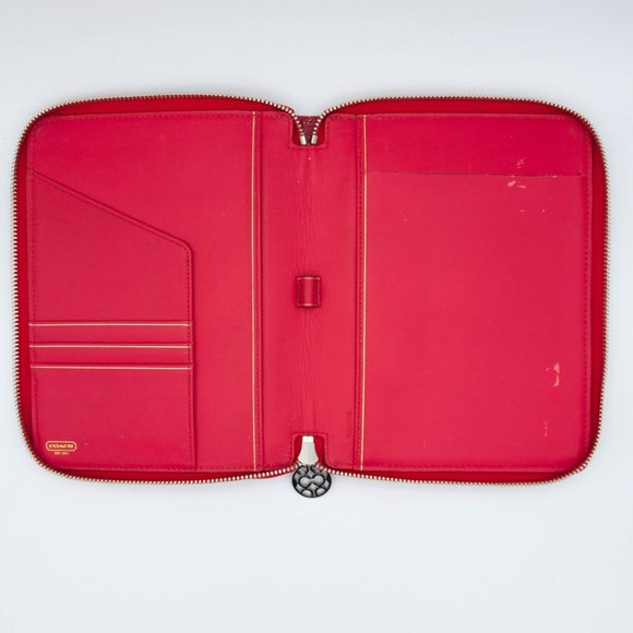 Coach Office Coach Red Patent Leather Zippered 6x8 Planner Agenda